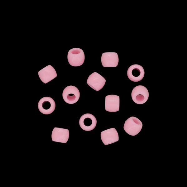 OPAQUE PLASTIC BEADS - CYLINDER 01 - 6x8mm PINK 025 - 50g Hole-4.0mm (245pcs.)