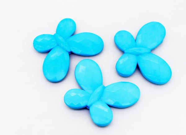 OPAQUE PLASTIC BEADS - BUTTERFLY 03 FACETED - 35x46x7mm BLUE (LIGHT) 02 С30 - 50g Hole-2.5mm (10pcs.)