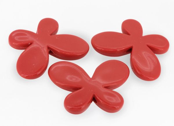 OPAQUE PLASTIC BEADS - BUTTERFLY 01 SMOOTH - 33x46x8mm RED ВА07 - PACKAGE 500g Hole-3.5mm (69pcs.)