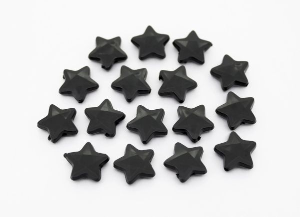 OPAQUE PLASTIC BEADS - STAR 03 FACETED - 13x14x4.5mm BLACK ВА01 - PACKAGE 500g Hole-1.5mm (1170pcs.)