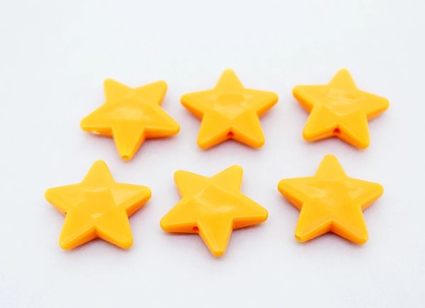 OPAQUE PLASTIC BEADS - STAR 03 FACETED - 21x22x5mm ORANGE (LIGHT) ВА12 - PACKAGE 500g Hole-1.8mm (460pcs.)