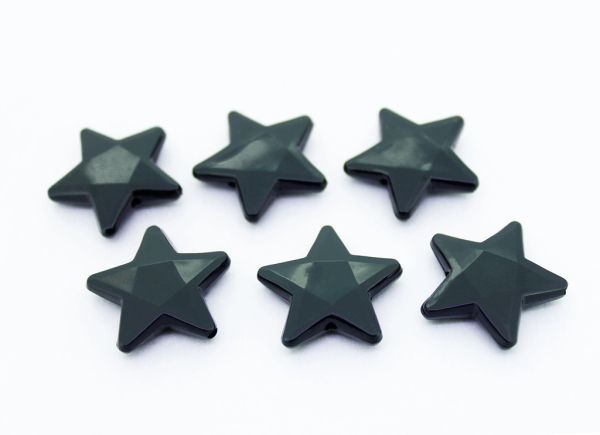 OPAQUE PLASTIC BEADS - STAR 03 FACETED - 21x22x5mm BLACK ВА01 - 50g Hole-1.8mm (46pcs.)