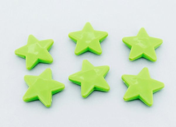 OPAQUE PLASTIC BEADS - STAR 03 FACETED - 21x22x5mm GREEN (LIGHT) ВА10 - PACKAGE 500g Hole-1.8mm (460pcs.)