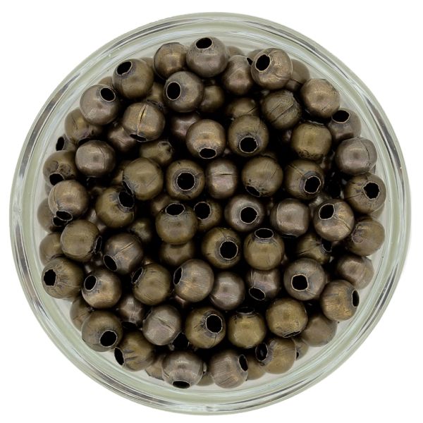 METAL BEADS FOR STRINGING - BALL - 5mm ANTIQUE BRONZE - 250pcs. Hole-2.0mm