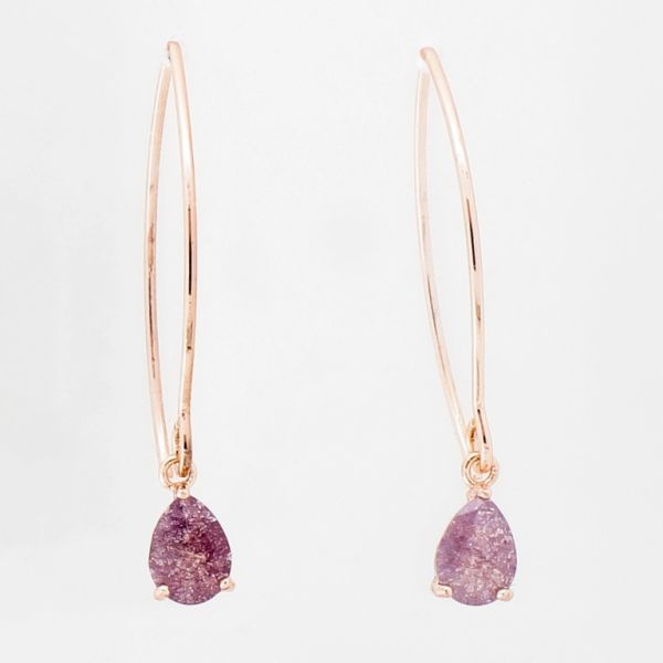 JEWELRY - EARRINGS - HOOK - ZIRCON - DROP E945 - 1.4x4.0cm ROSE GOLD-MIX - PACKAGE 6 pairs 