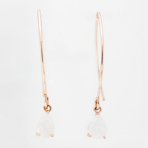 JEWELRY - EARRINGS - HOOK - ZIRCON - DROP E945 - 1.4x4.0cm ROSE GOLD-MIX - PACKAGE 6 pairs 