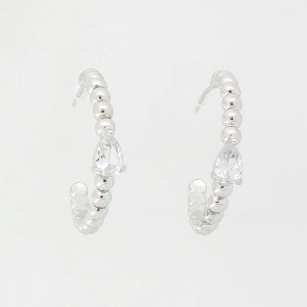 JEWELRY - EARRINGS - SCREW - ZIRCON - HALF HOOP Е940 - 0.4x2.5cm GOLD-WHITE - PACKAGE 6 pairs 