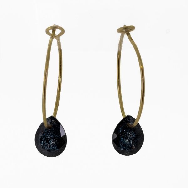 JEWELRY - EARRINGS - HOOP - ZIRCON - DROP Е946 - 2.0cm GOLD-MIX - 1 pair 