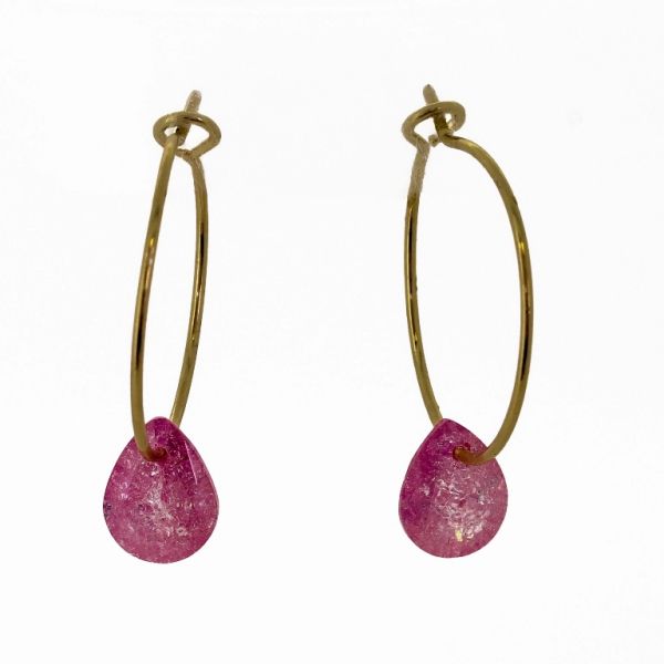 JEWELRY - EARRINGS - HOOP - ZIRCON - DROP Е946 - 2.0cm GOLD AND MIX - 1 pair 