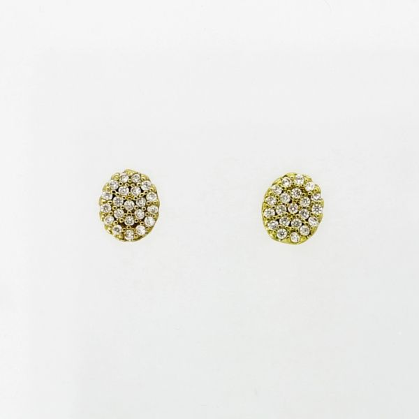 JEWELRY - EARRINGS - SCREW - ZIRCON - OVAL Е950 - 0.6x0.8cm GOLD-WHITE - PACKAGE 6 pairs 