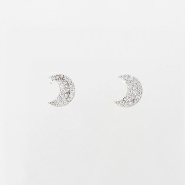 JEWELRY - EARRINGS - SCREW - ZIRCON - MOON Е972 - 0.7x0.8cm NICKEL AND WHITE - 1 pair 