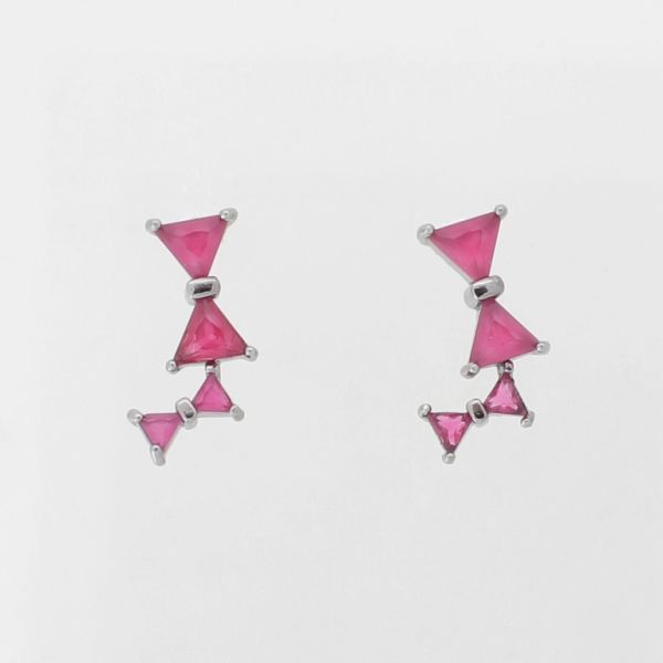JEWELRY - EARRINGS - SCREW - ZIRCON - RIBBON Е979 - 0.7x1.6cm OXIDIZED AND CYCLAMEN - 1 pair 