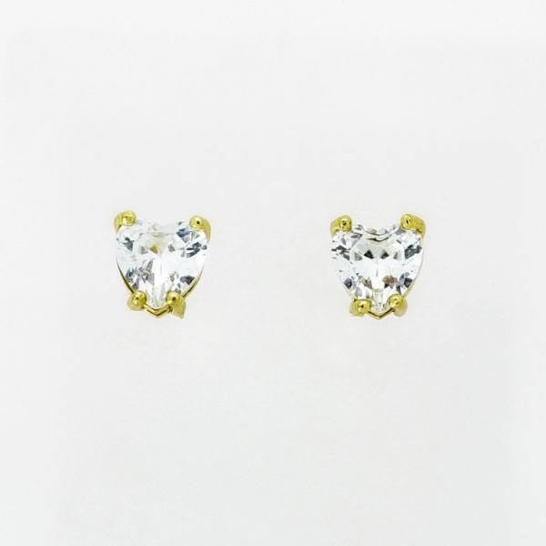 JEWELRY - EARRINGS - SCREW - ZIRCON - HEART Е991 - 0.8x0.7cm GOLD AND WHITE - PACKAGE 6 pairs 