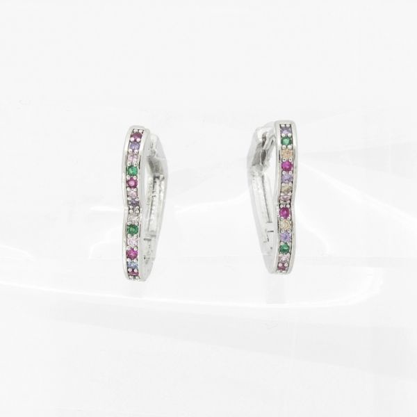 JEWELRY - EARRINGS - FRENCH LEVERBACK HIDDEN - ZIRCON - HEART Е1010 - 1.7cm NICKEL AND MIX - PACKAGE 6 pairs 
