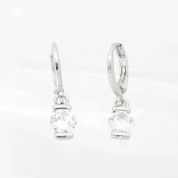 JEWELRY - EARRINGS - FRENCH LEVERBACK HIDDEN - ZIRCON - FORM Е1011 - 0.5x1.7cm NICKEL AND WHITE - PACKAGE 6 pairs 