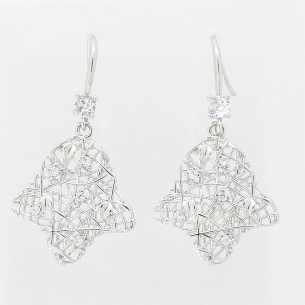 JEWELRY - EARRINGS - HOOK - ZIRCON - BELL Е1015 - 1.8x3.7cm NICKEL AND WHITE - PACKAGE 6 pairs 