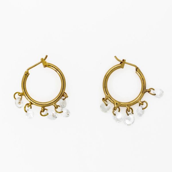JEWELRY - EARRINGS - AMERICAN LEVERBACK - CIRCLE Е1082 - 2.1x2.7cm GOLD AND WHITE - 1 pair 
