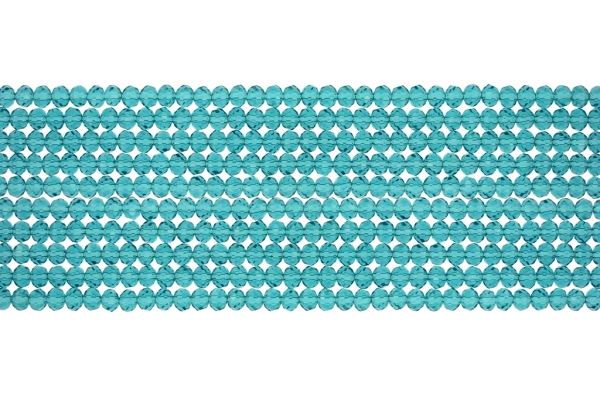 GLASS BEADS - FACETED RONDELLE CRYSTALS - 3x2mm - TRANSPARENT - TURQUOISE 022 - PACKAGE (10x126pcs.) Hole-0.8mm