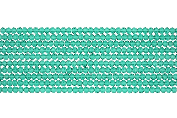 GLASS BEADS - FACETED RONDELLE CRYSTALS - 3x2mm - TRANSPARENT - TURQUOISE GREEN 023 - PACKAGE (10x126pcs.) Hole-0.8mm