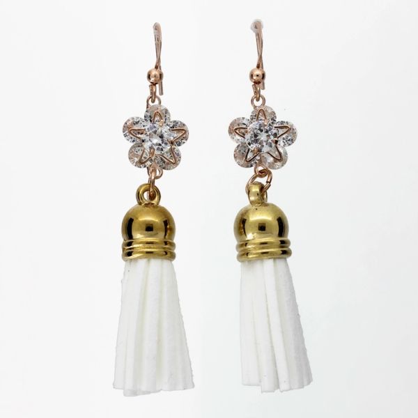 JEWELRY - EARRINGS - HOOK - ZIRCON - STAR TASSEL Е1044 - 1.2x7.0cm ROSE GOLD-GOLD-WHITE - PACKAGE 6 pairs 