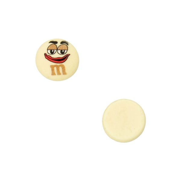 PLASTIC BEADS - RESIN 3D - FOR GLUING - CANDY 13 SMILEY FACE - 15x8mm ECRU-RED-BROWN - PACKAGE 40pcs.