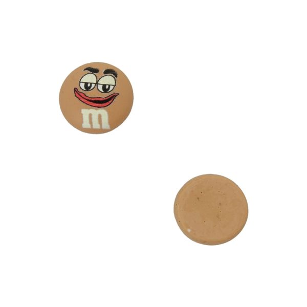 PLASTIC BEADS - RESIN 3D - FOR GLUING - CANDY 13 SMILEY FACE - 15x8mm BROWN (LIGHT)-RED-ECRU - PACKAGE 40pcs.