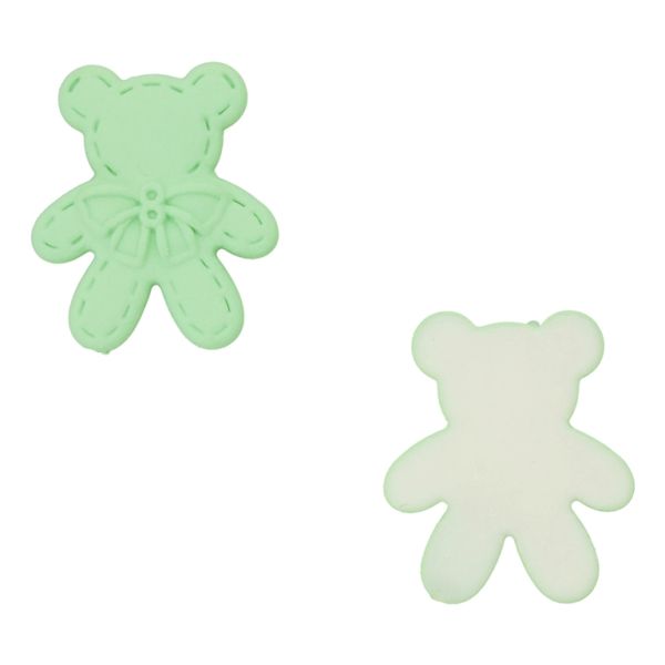PLASTIC BEADS - RESIN 3D - FOR GLUING - BEAR 78 CONTOUR - 24x28x4mm RESEDA - PACKAGE 30pcs.