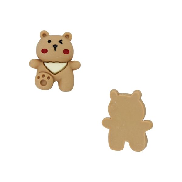 PLASTIC BEADS - RESIN 3D - FOR GLUING - BEAR 82 - 18x21x7mm BROWN (LIGHT) AND ECRU - PACKAGE 30pcs.