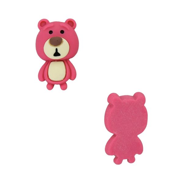 PLASTIC BEADS - RESIN 3D - FOR GLUING - BEAR 83 - 15x25x9mm CYCLAMEN (DARK)-ECRU-BROWN - PACKAGE 30pcs.