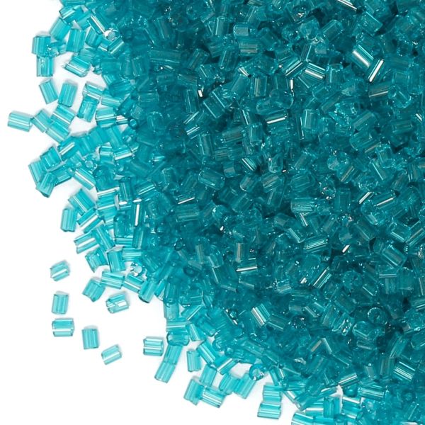 GLASS SEED BEADS - 2 CUT 2x2mm - SILVER THREAD - TURQUOISE 51А - 50g Hole-0.8mm