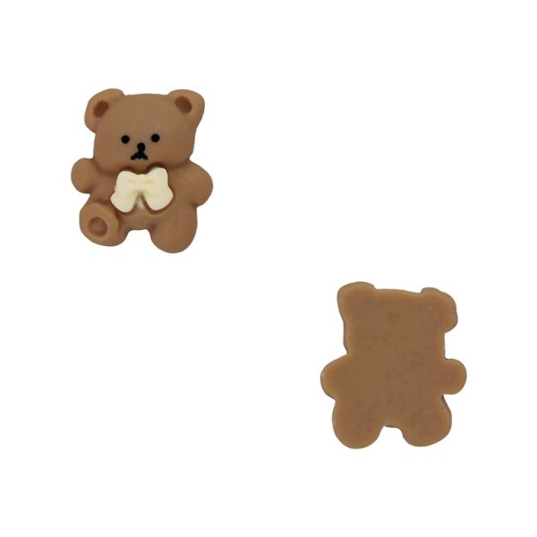 PLASTIC BEADS - RESIN 3D - FOR GLUING - BEAR 47 - 17x20x7mm BROWN (LIGHT)-ECRU-BLACK - PACKAGE 30pcs.