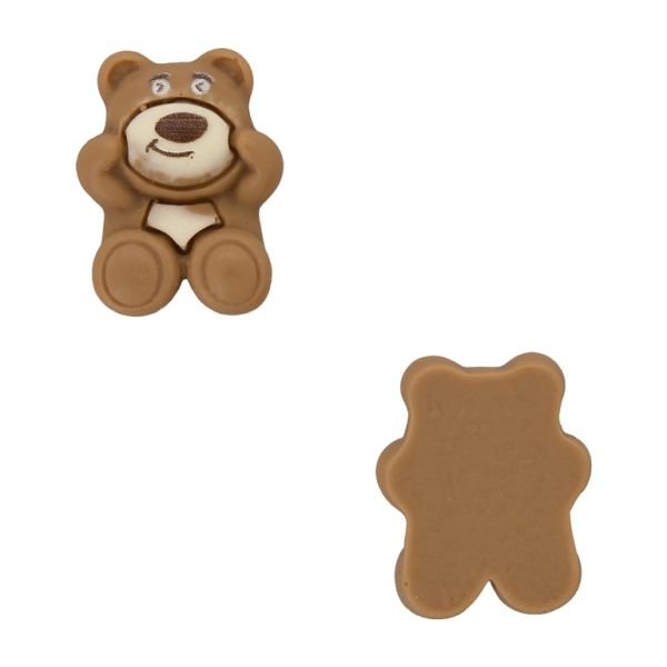 PLASTIC BEADS - RESIN 3D - FOR GLUING - BEAR 76 - 19x26x8mm BROWN (LIGHT) AND ECRU - SECOND-RATE - PACKAGE 30pcs.