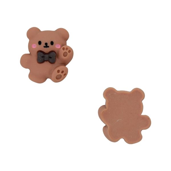 PLASTIC BEADS - RESIN 3D - FOR GLUING - BEAR 85 - 20x21x7mm BROWN-PINK-BROWN (DARK) - PACKAGE 30pcs.