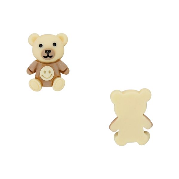 PLASTIC BEADS - RESIN 3D - FOR GLUING - BEAR 86 SMILEY FACE - 15x21x8mm ECRU AND BROWN (LIGHT) - PACKAGE 30pcs.