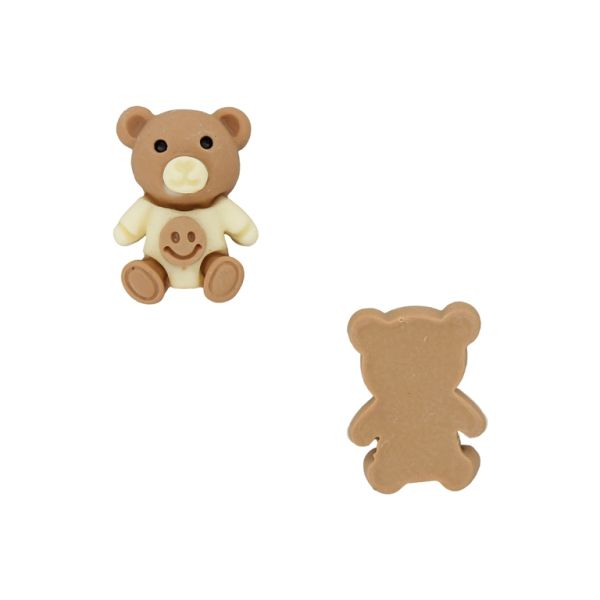 PLASTIC BEADS - RESIN 3D - FOR GLUING - BEAR 86 SMILEY FACE - 15x21x8mm BROWN (LIGHT) AND ECRU - PACKAGE 30pcs.