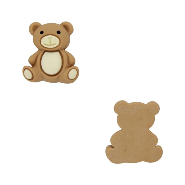 PLASTIC BEADS - RESIN 3D - FOR GLUING - BEAR 89 - 19x22x6mm BROWN (LIGHT) AND ECRU - PACKAGE 30pcs.