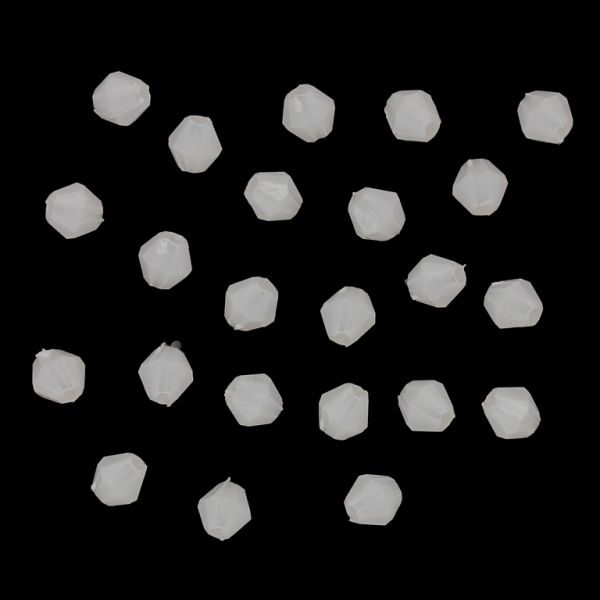 TRANSPARENT PLASTIC BEADS WITH COATING - UV - BICONES 01 - 4x4mm WHITE - 50g Hole-1.4mm (2015pcs.)