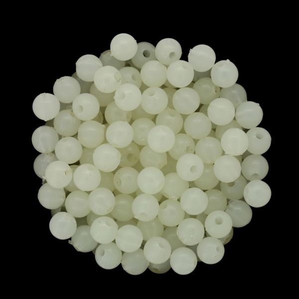 PLASTIC BEADS - PHOSPHOROUS - LIGHTING BALL - 6mm WHITE - ПАКЕТ 500g Hole-1.6mm (4880pcs.)