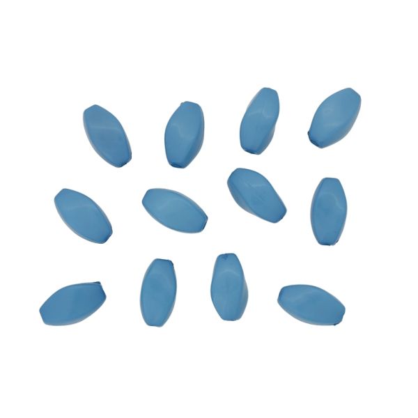 OPAQUE PLASTIC BEADS - ELLIPSE IRREGULAR - 14x7mm BLUE - PACKAGE 500g Hole-1.8mm (950pcs.)
