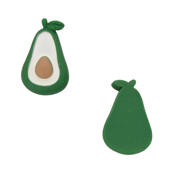 PLASTIC BEADS - RESIN 3D - FOR GLUING - AVOCADO 09 - 18x28x8mm GREEN (DARK)-WHITE-КАФЯО (LIGHT) - PACKAGE 30pcs.