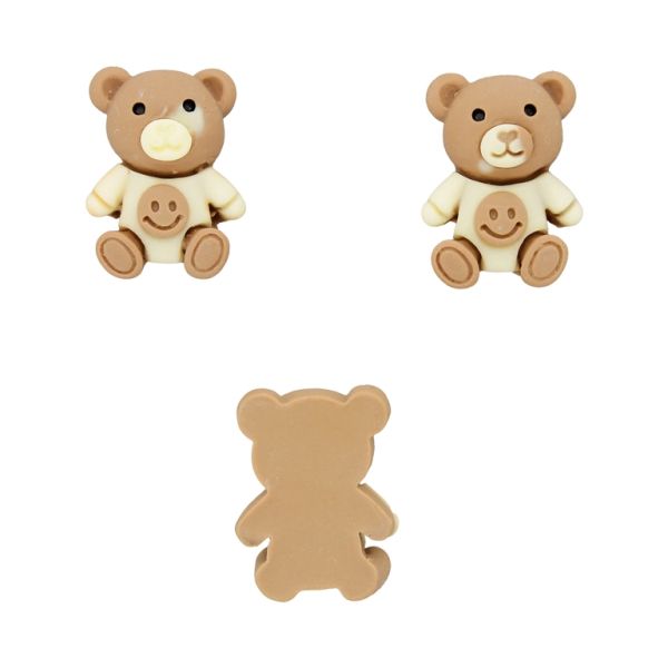 PLASTIC BEADS - RESIN 3D - FOR GLUING - BEAR 86 SMILEY FACE - 15x21x8mm BROWN (LIGHT) AND ECRU - SECOND-RATE - PACKAGE 30pcs.