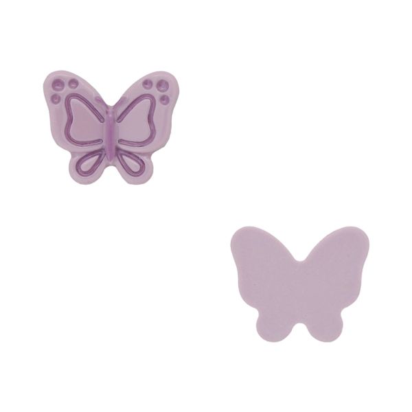 PLASTIC BEADS - RESIN 3D - FOR GLUING - BUTTERFLY 05 - 25x21x6mm PURPLE (LIGHT) AND PURPLE - PACKAGE 30pcs.