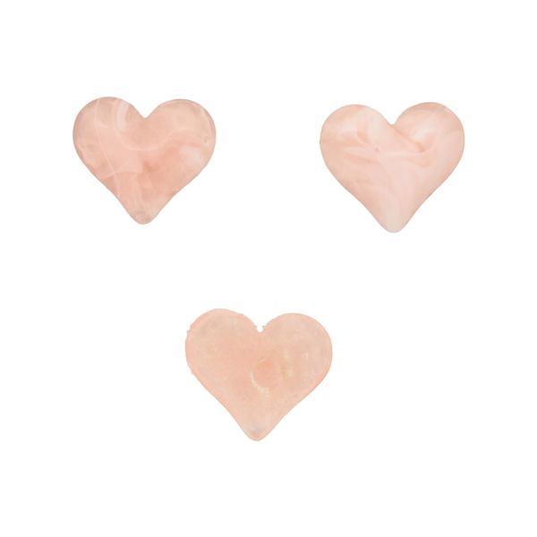 ПЛАСТМАСОВИ МЪНИСТА - РЕЗИН 3D - ЗА ЗАЛЕПВАНЕ - СЪРЦЕ 36 ПОЛУПРОЗРАЧНО - 20х18х4мм РОЗОВО СВ. И БЯЛО - ПАКЕТ 40 бр.
