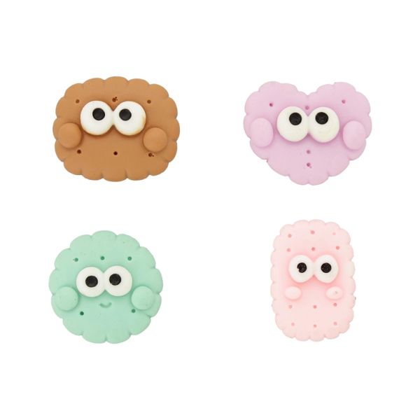 PLASTIC BEADS - RESIN 3D - FOR GLUING - BISCUITS MIX MODELS 01 - MIX COLORS - PACKAGE 30pcs.