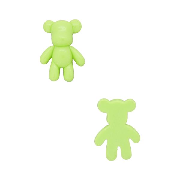 PLASTIC BEADS - RESIN 3D - FOR GLUING - BEAR 90 - 20x27x8mm GREEN (LIGHT) - PACKAGE 30pcs.