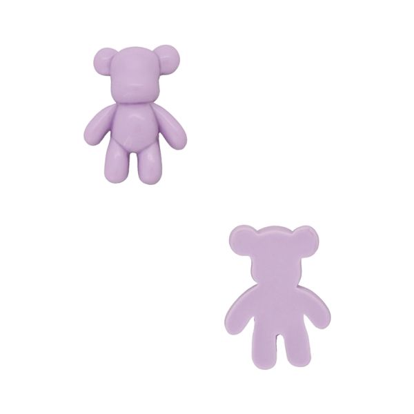 PLASTIC BEADS - RESIN 3D - FOR GLUING - BEAR 90 - 20x27x8mm PURPLE - PACKAGE 30pcs.