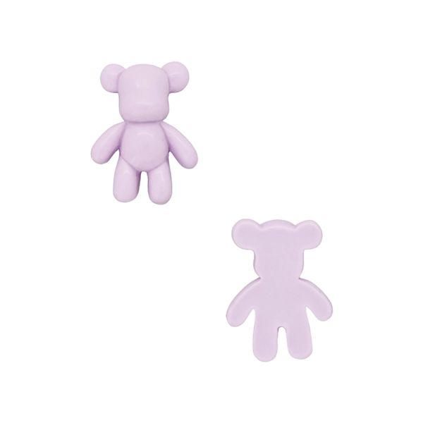 PLASTIC BEADS - RESIN 3D - FOR GLUING - BEAR 90 - 20x27x8mm PURPLE (LIGHT) - PACKAGE 30pcs.