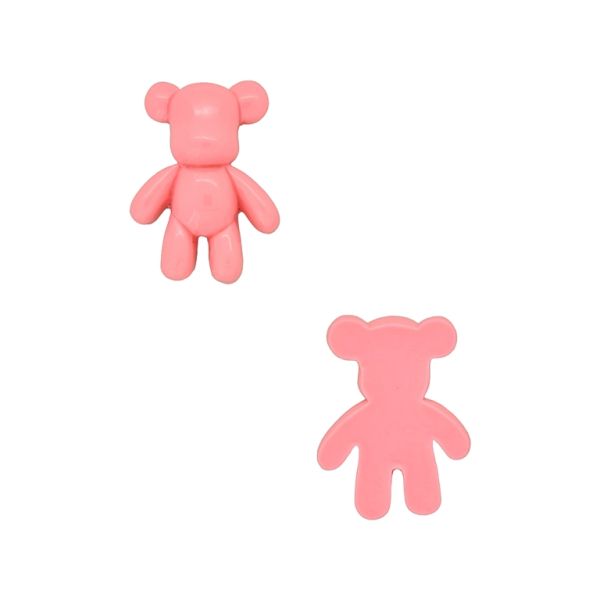 PLASTIC BEADS - RESIN 3D - FOR GLUING - BEAR 90 - 20x27x8mm PINK (DARK) - PACKAGE 30pcs.