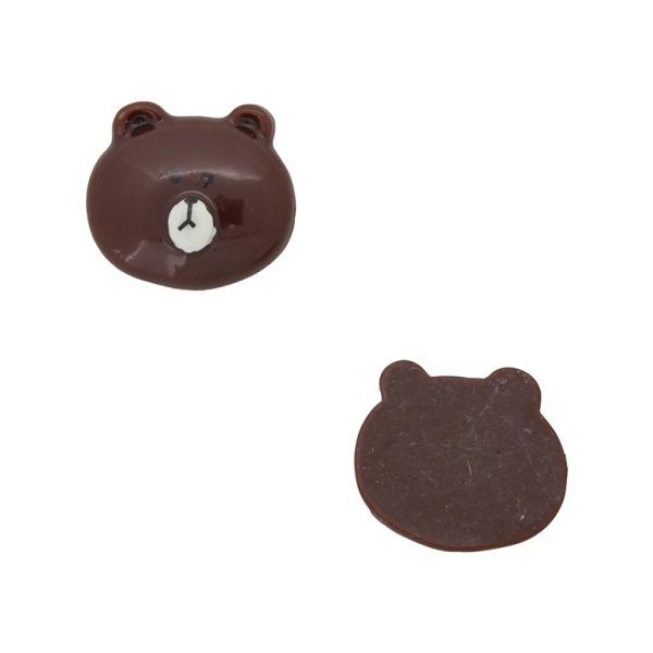 PLASTIC BEADS - RESIN 3D - FOR GLUING - BEAR 91 - 26x22x7mm BROWN (DARK) AND WHITE - PACKAGE 40pcs.