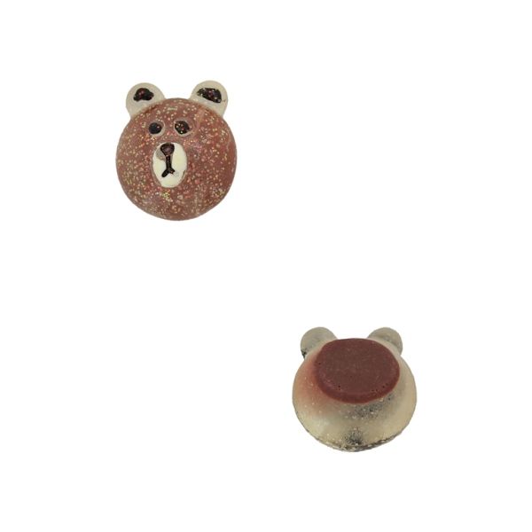 PLASTIC BEADS - RESIN 3D - FOR GLUING - BEAR 93 TRANSPARENT WITH GLITTER - 18x20x14mm BROWN (DARK) AND ECRU - PACKAGE 30pcs.